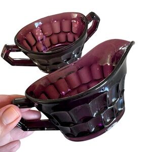 New Martinsville Sugar & Creamer  Hostmaster Pattern Amethyst Color Vintage